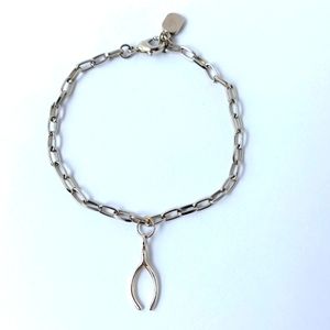 Silver Bracelet with Sterling Silver Wishbone Charm
